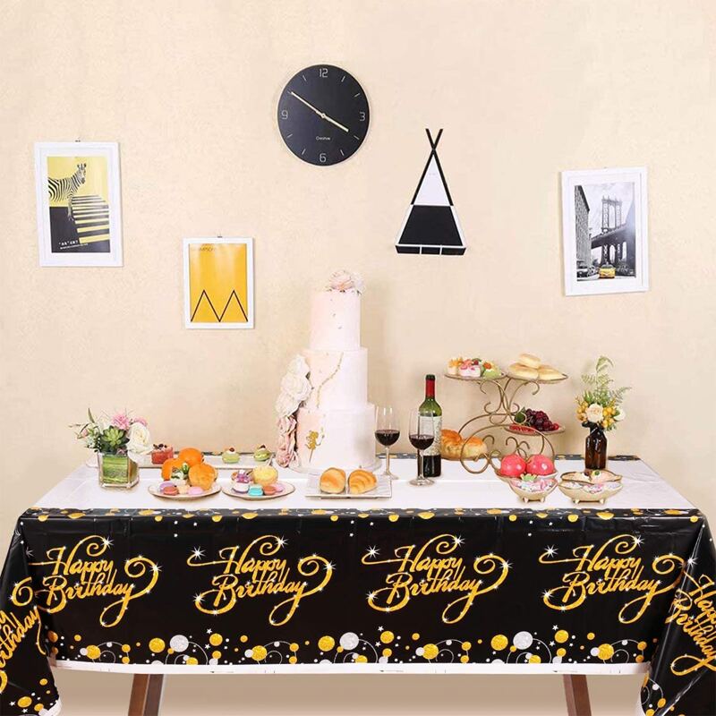 

1pc Birthday Disposable Tablecloth, Multicolor