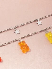 Colorful Bear Star Decor Necklace - Multicolor - View 3