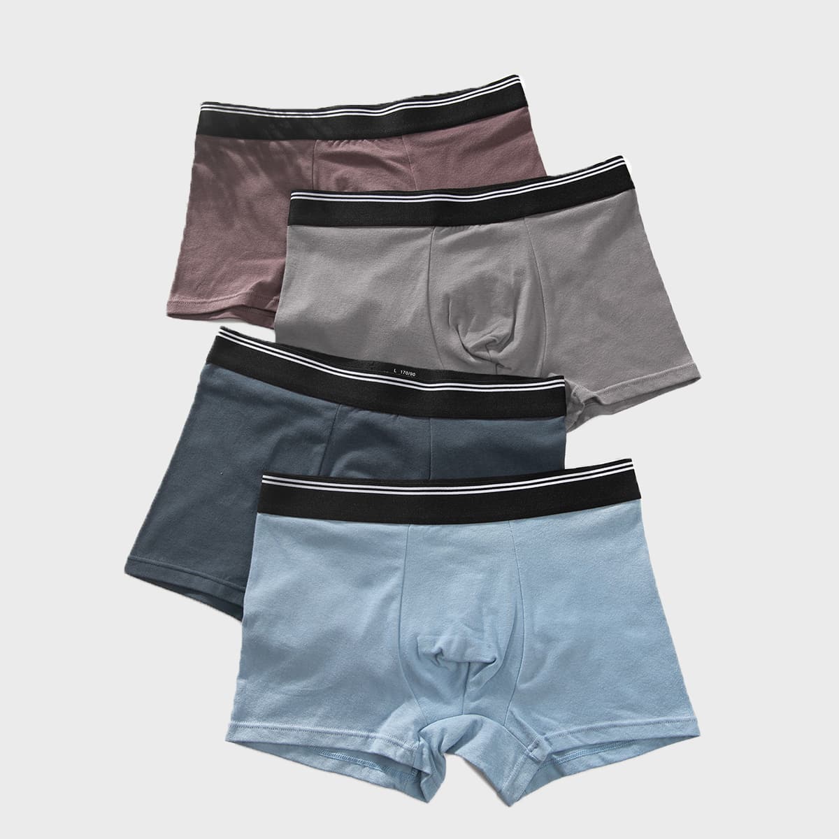 

Guys 4pcs Striped Tape Waist Boxer Brief, Multicolor