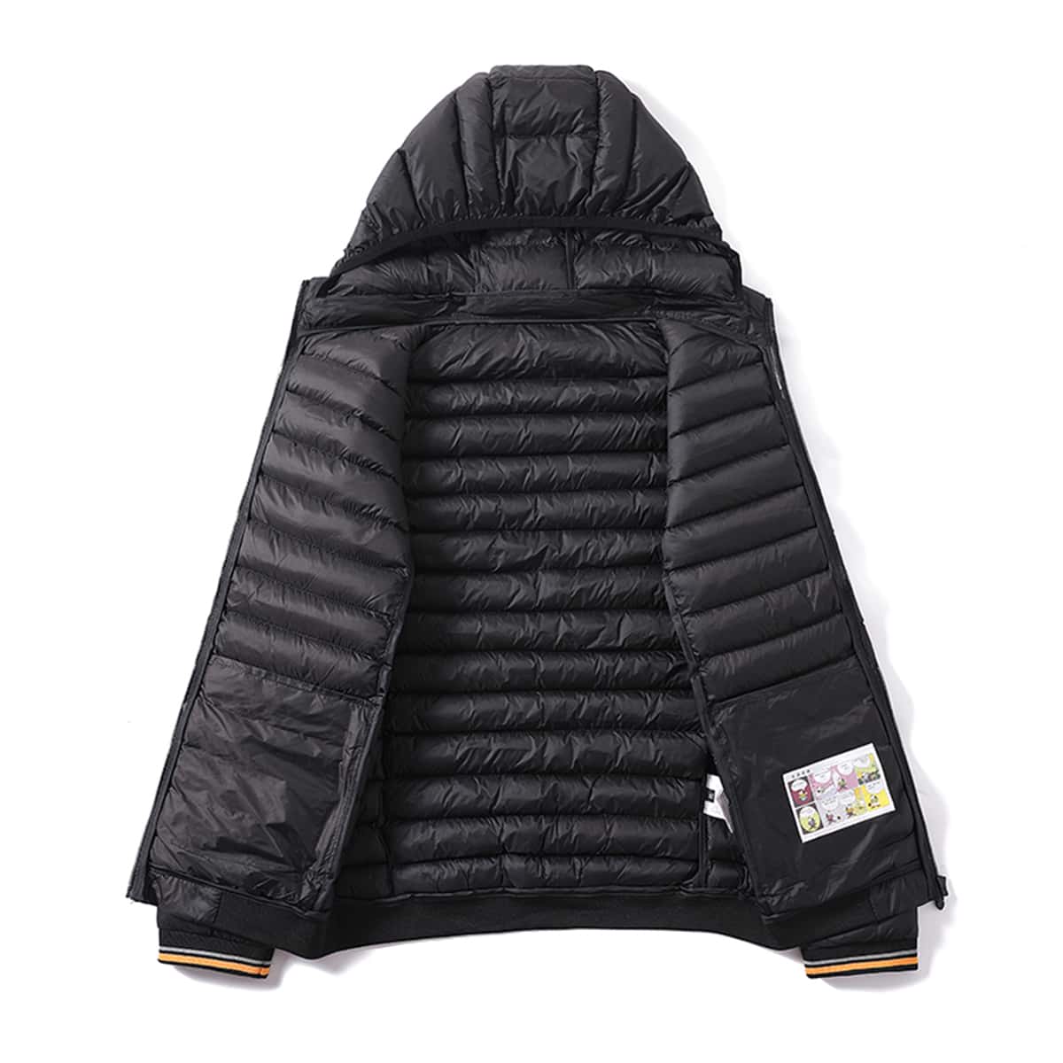 

Guys Striped Trim Padded Hooded Jacket, Black
