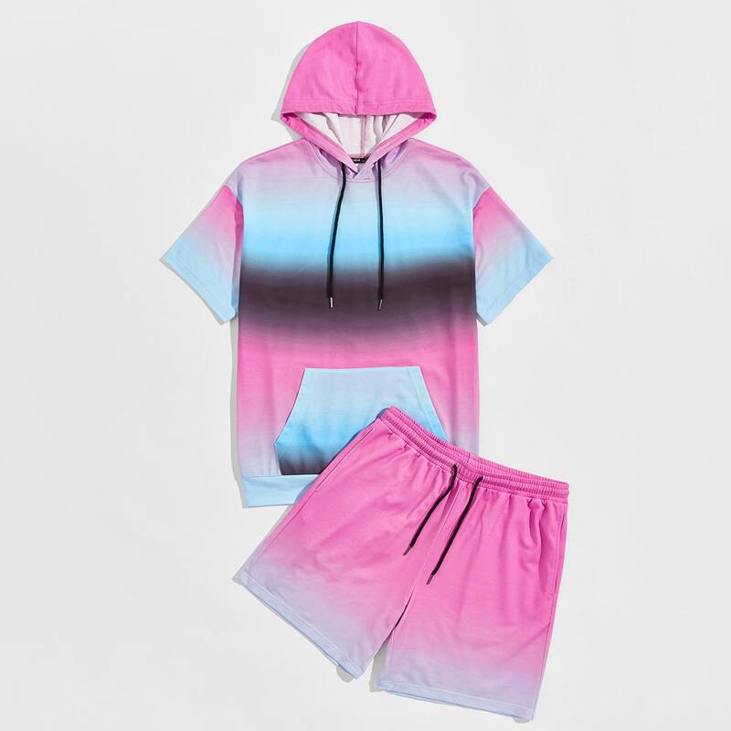 

Guys Ombre Hoodie & Track Shorts Set, Multicolor