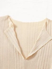 Muchica Bộ thời trang Thắt nút màu trơn Màu be Giải trí - Màu be - Xem 4