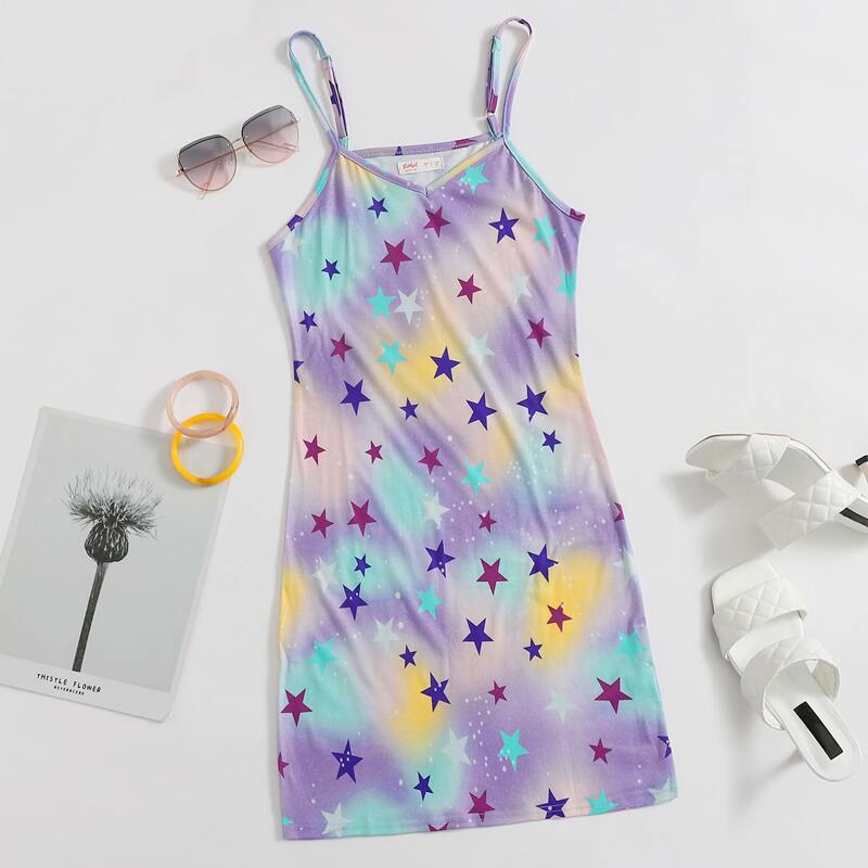 

Tie Dye Star Print Cami Nightdress, Multicolor