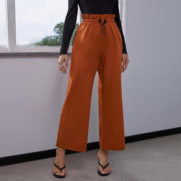 

Paperbag Waist Wide Leg Pants, Burnt orange