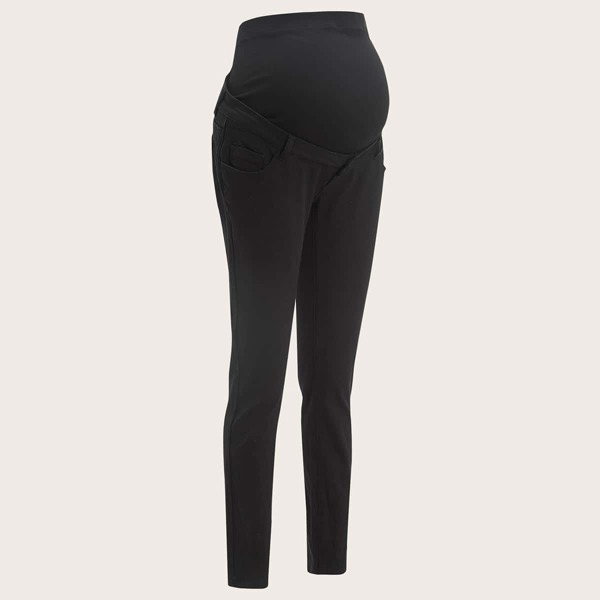 

Maternity Slant Pocket Solid Jeans, Black