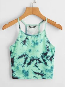 SHEIN EZwear Tie Dye Cami Top - Mint Green - View 1