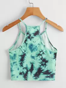 SHEIN EZwear Tie Dye Cami Top - Mint Green - View 2