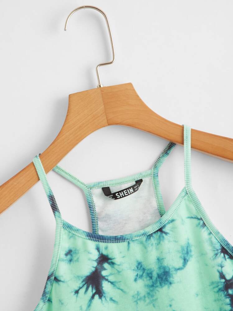 SHEIN EZwear Tie Dye Cami Top - Mint Green - View 3