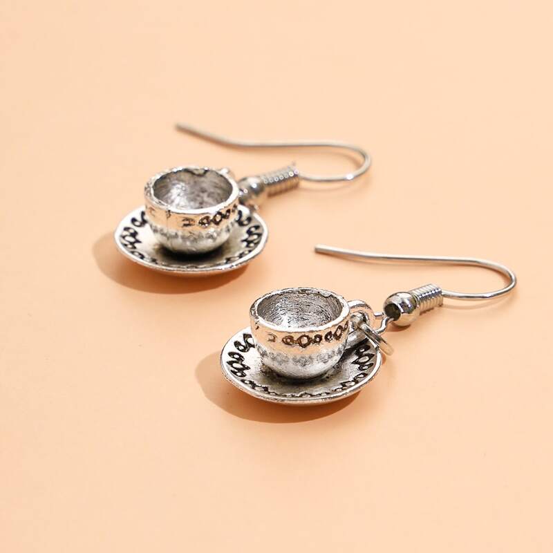

Cup Drop Earrings, Silver