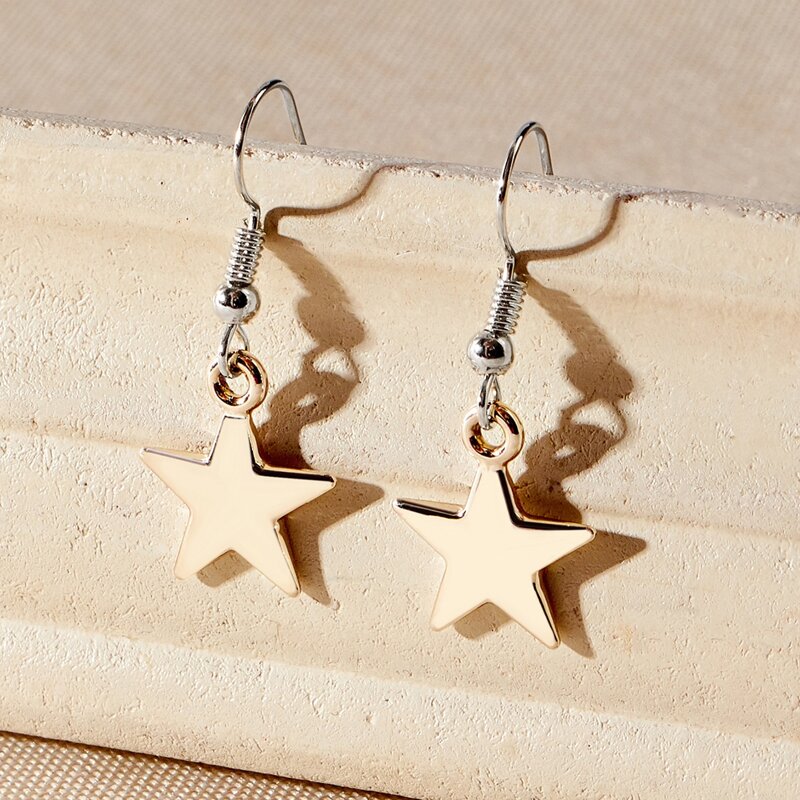 

Star Drop Earrings, Gold