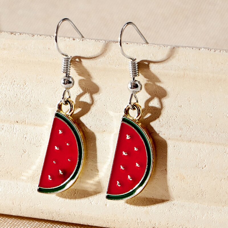 

Watermelon Drop Earrings, Red