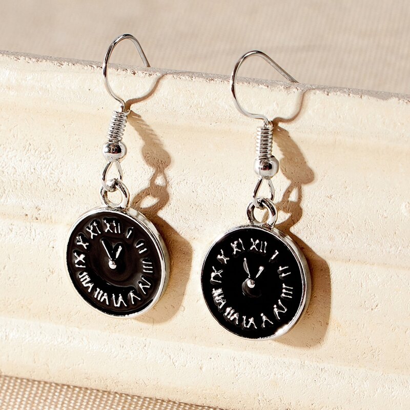 

Watch Shaped Drop Earrings, Black