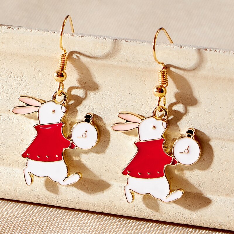 

Cartoon Rabbit Drop Earrings, Multicolor