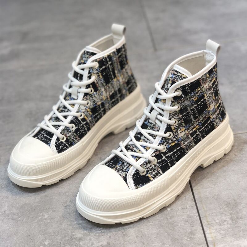 

Tweed Lace-up High Top Sneakers, Multicolor
