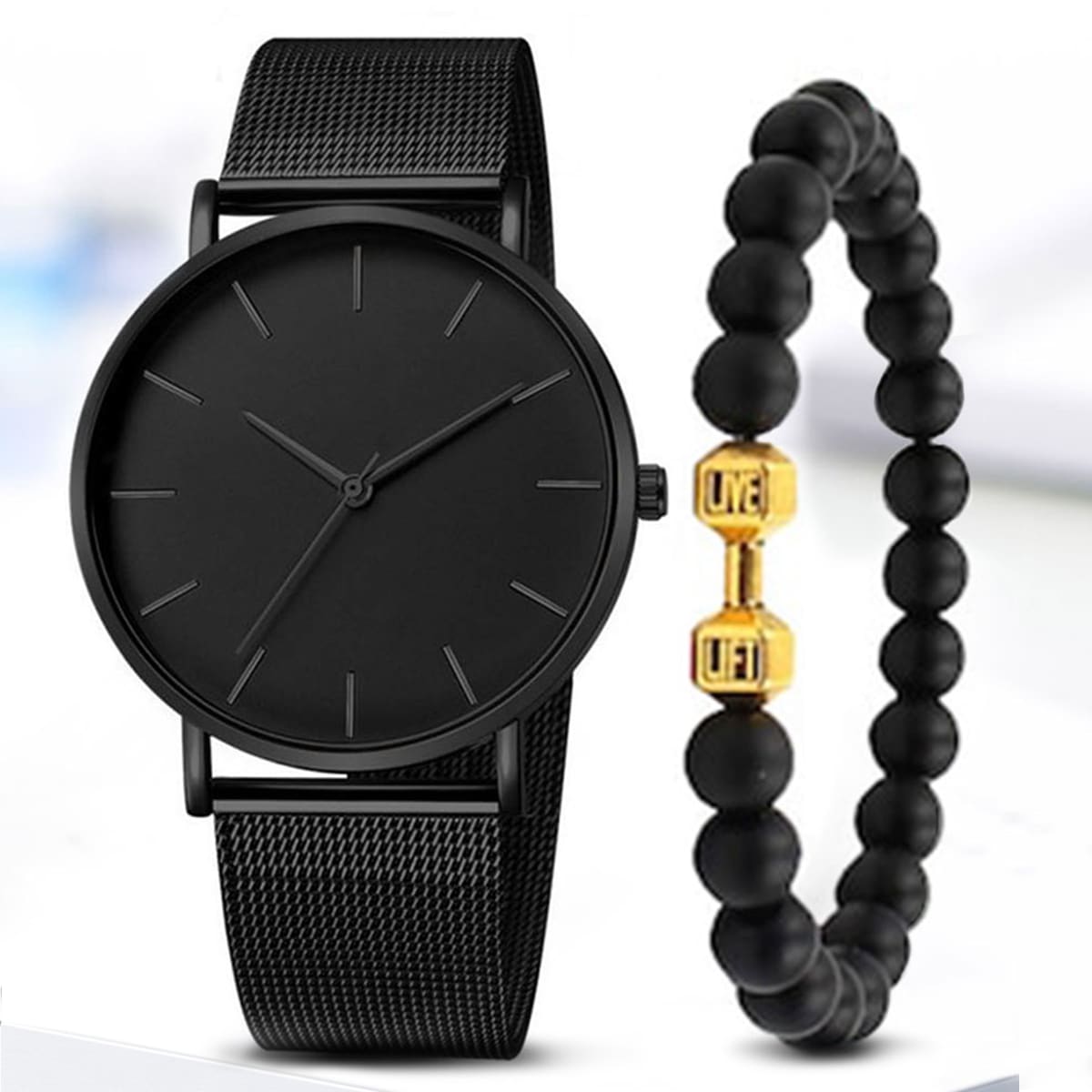 

1pc Guys Minimalism Watch & 1pc Bracelet