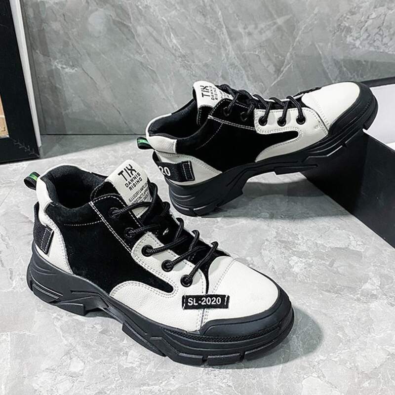 

Colorblock High Top Chunky Sneakers, Black and white