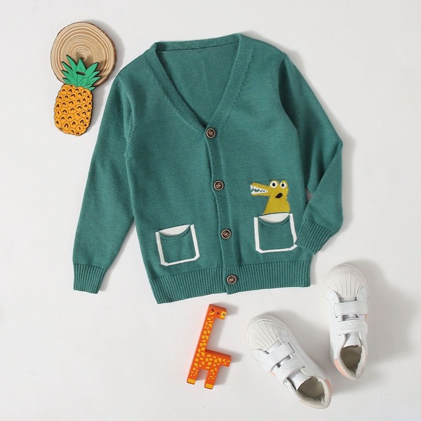 

Toddler Girls Cartoon Graphic Cardigan, Green