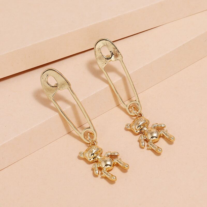 

Cartoon Paper Clip Drop Earrings, Gold