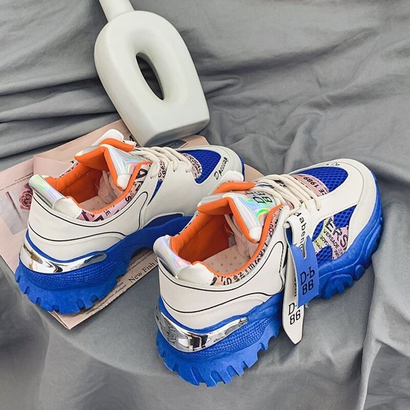 

Colorblock Letter Lace-up Chunky Sneakers, Multicolor