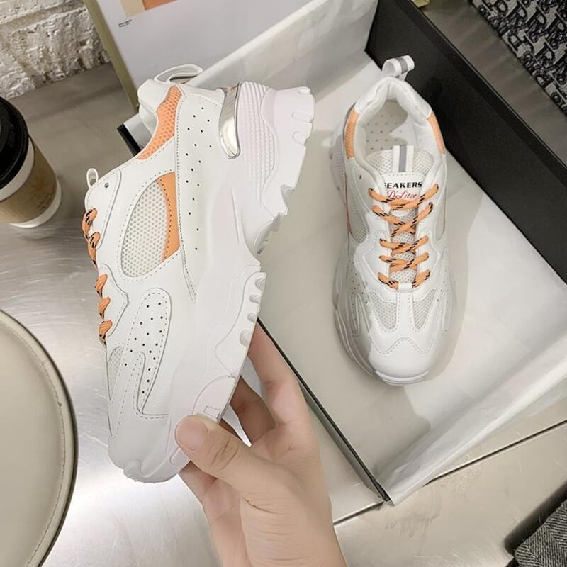 

Mesh Lace-up Chunky Sneakers, White