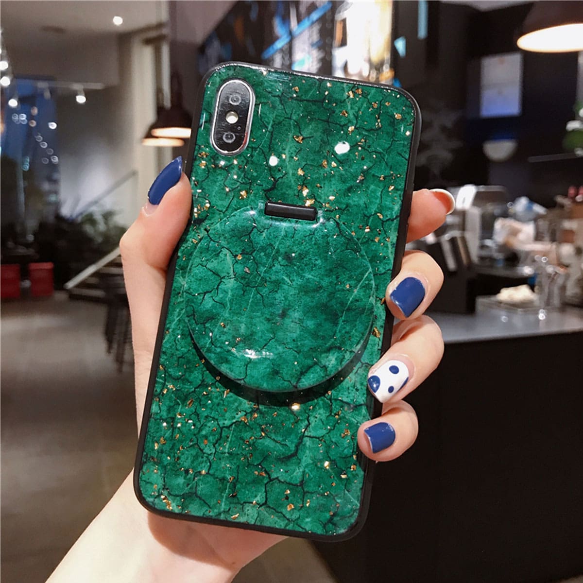 

Marble Pattern Mirror iPhone Case, Dark green