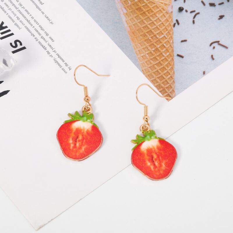 

Strawberry Drop Earrings, Red