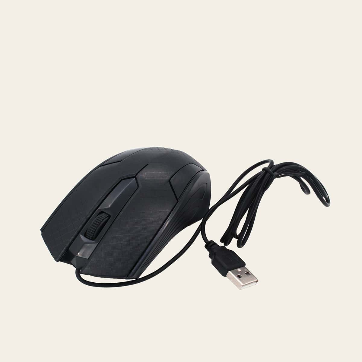 

1pc Solid Wired Mouse, Black