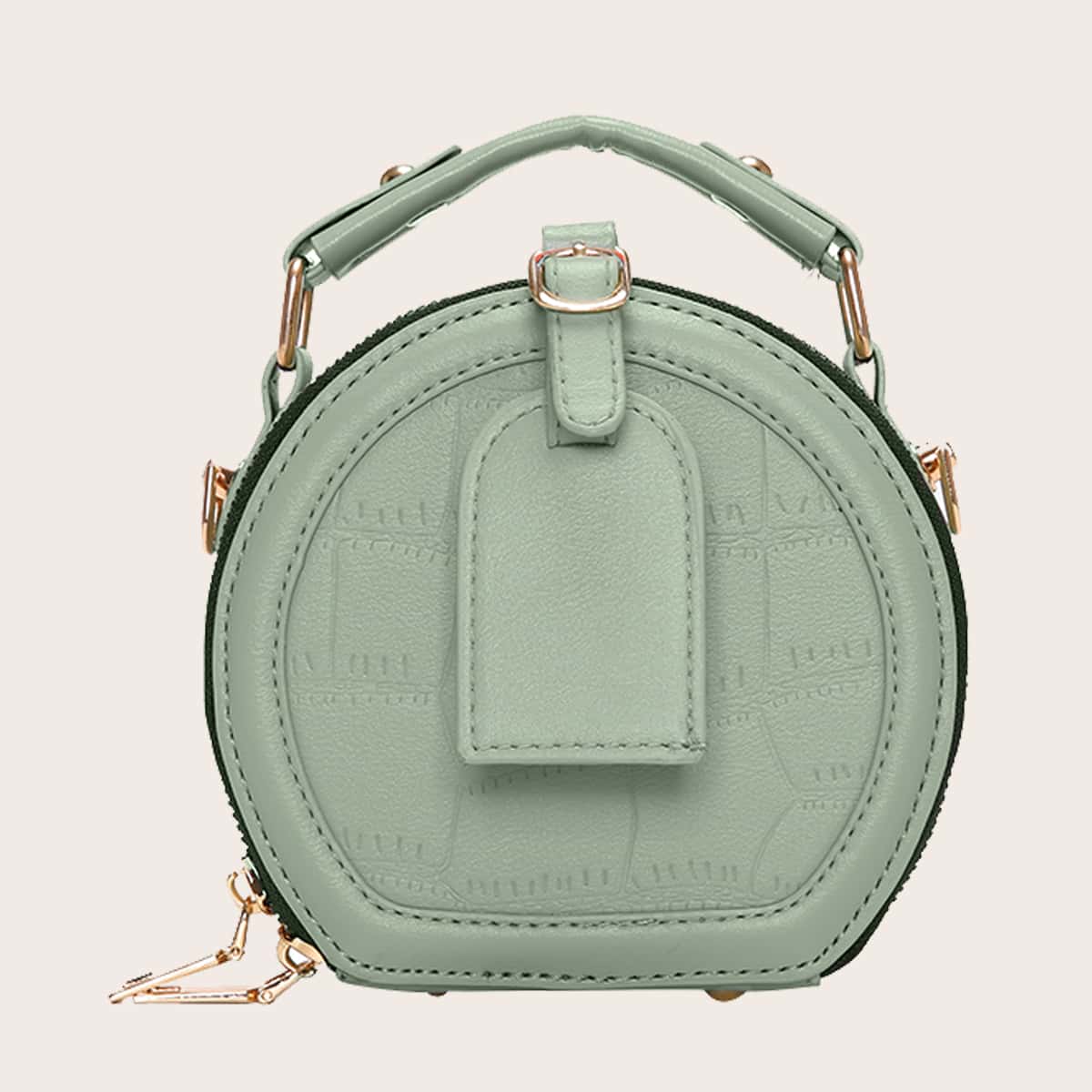 

Mini Buckle Decor Croc Embossed Satchel Bag, Green