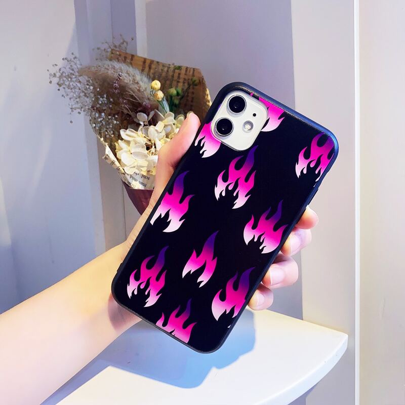 

Fire Pattern iPhone Case, Black