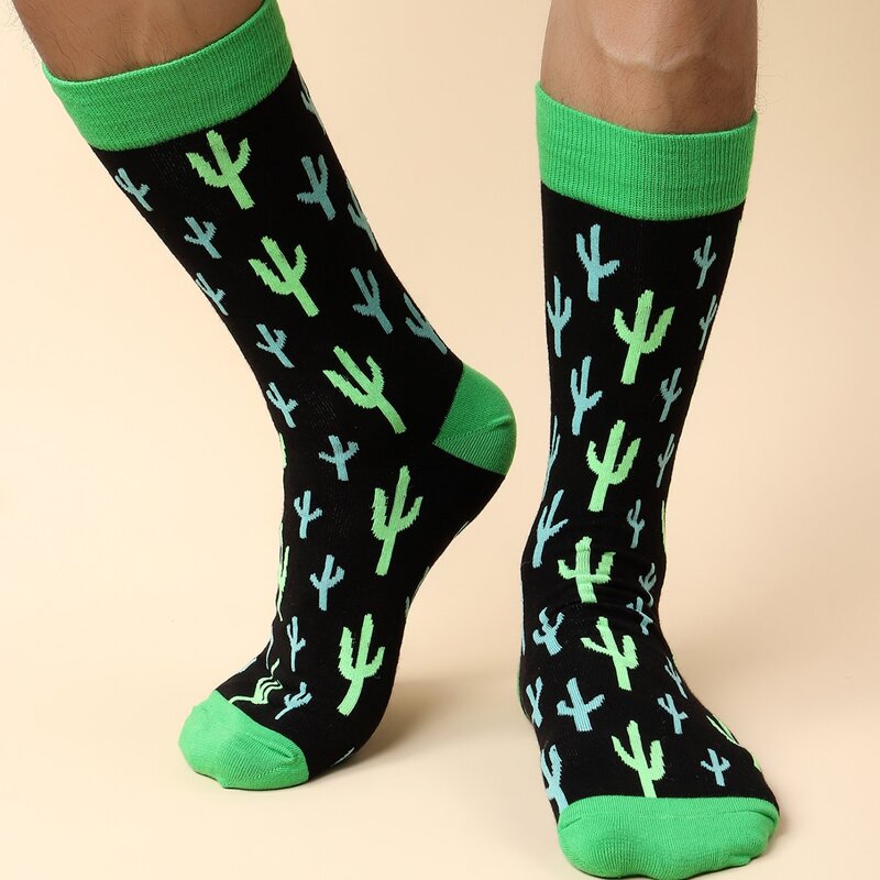 

Guys Cactus Pattern Socks, Multicolor