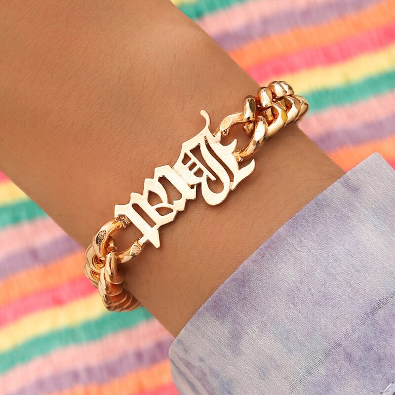 

Letter Chunky Chain Bracelet, Gold