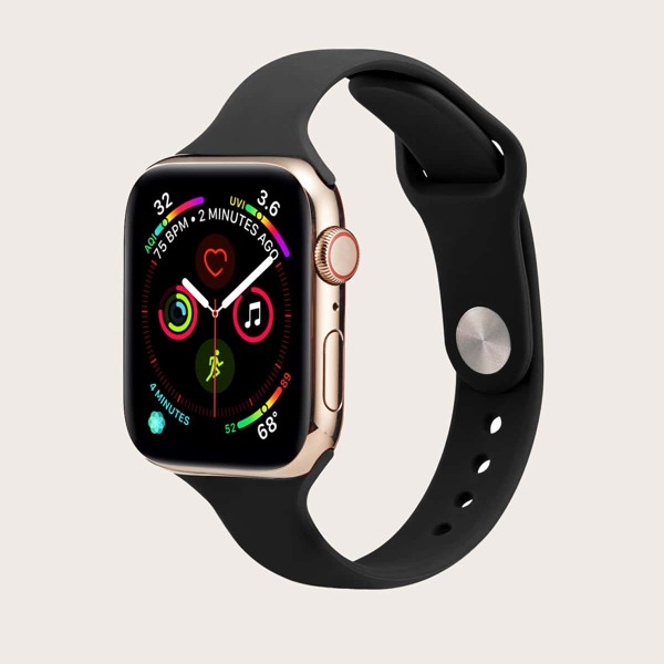

1pc Solid Silicone iWatch Band, Black