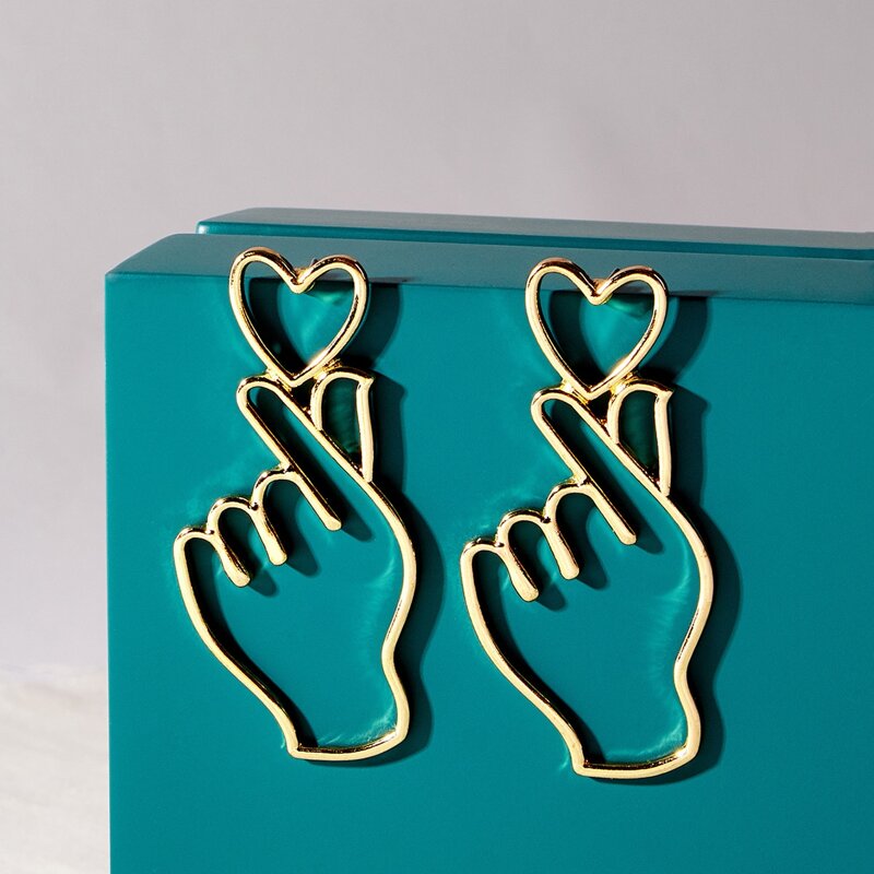 

Heart Drop Earrings, Gold
