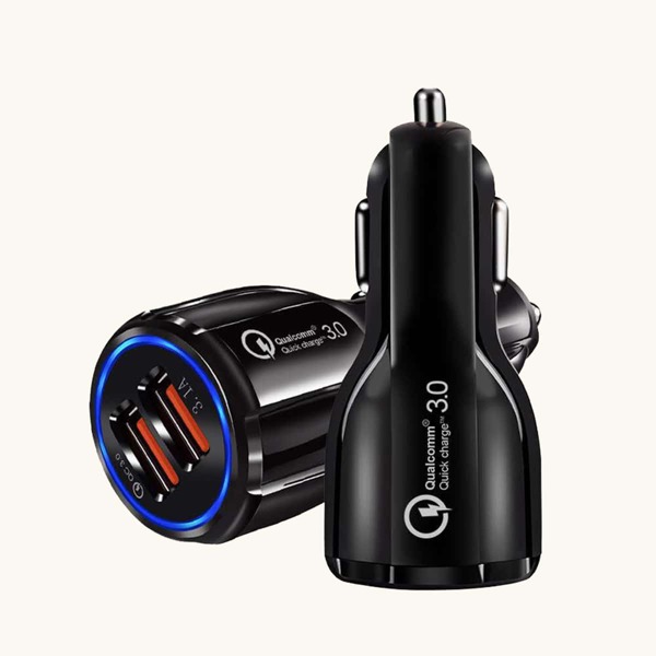 

1pc Dual USB Port Smart Quick Car Charger, Black