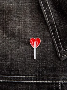 Heart Shaped Brooch - Red - View 1