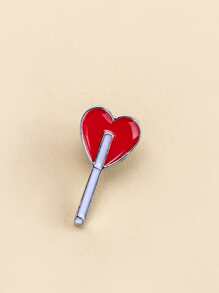 Heart Shaped Brooch - Red - View 3