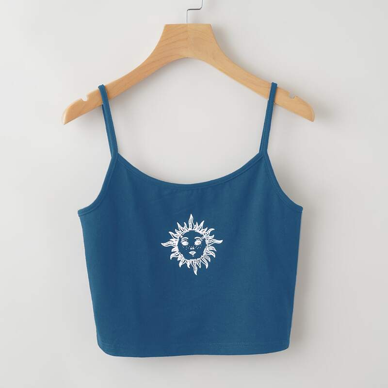 

Sun Graphic Crop Top, Dusty blue