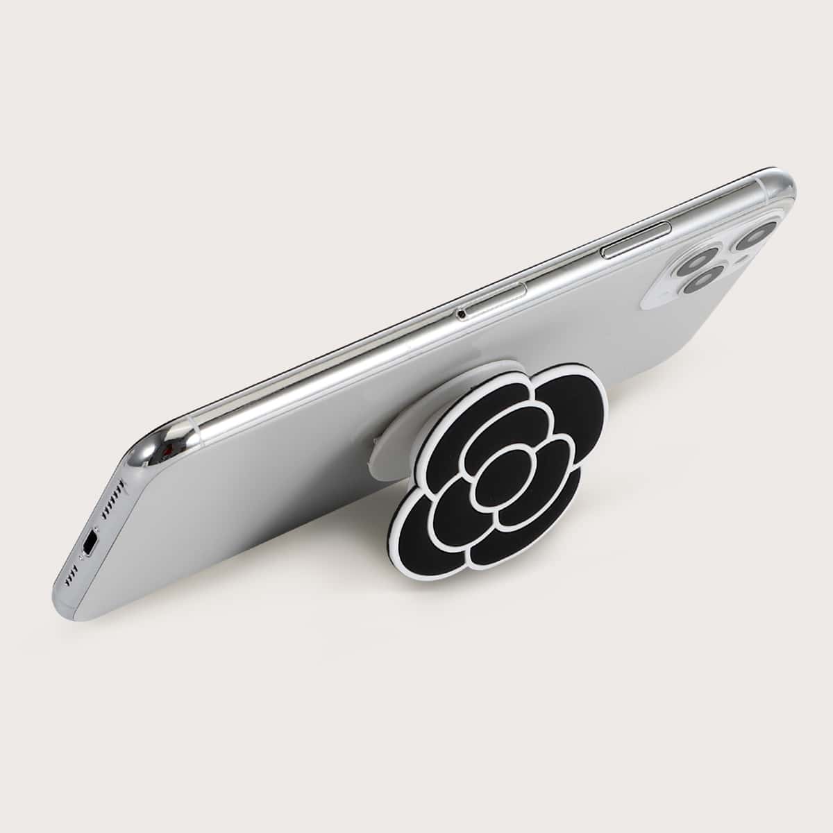 

1pc Flower Shaped Phone Holder, Black