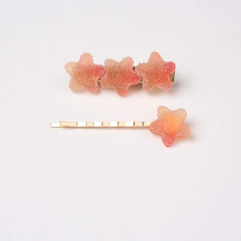 

2pcs Random Color Matte Star Hair Clip, Multicolor