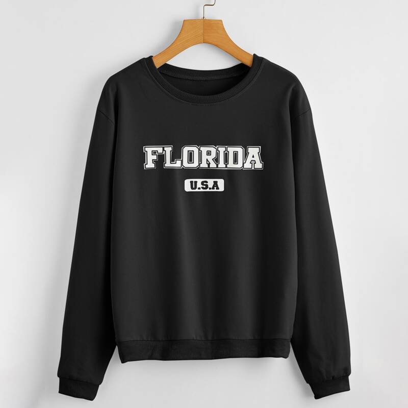 

Florida Graphic Drop Shoulder Sweatshirt, Black