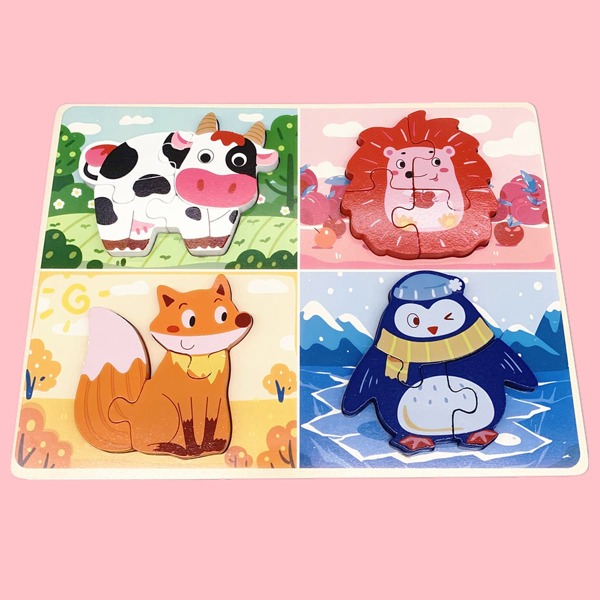 

15pcs Baby Cartoon Design Puzzle, Multicolor