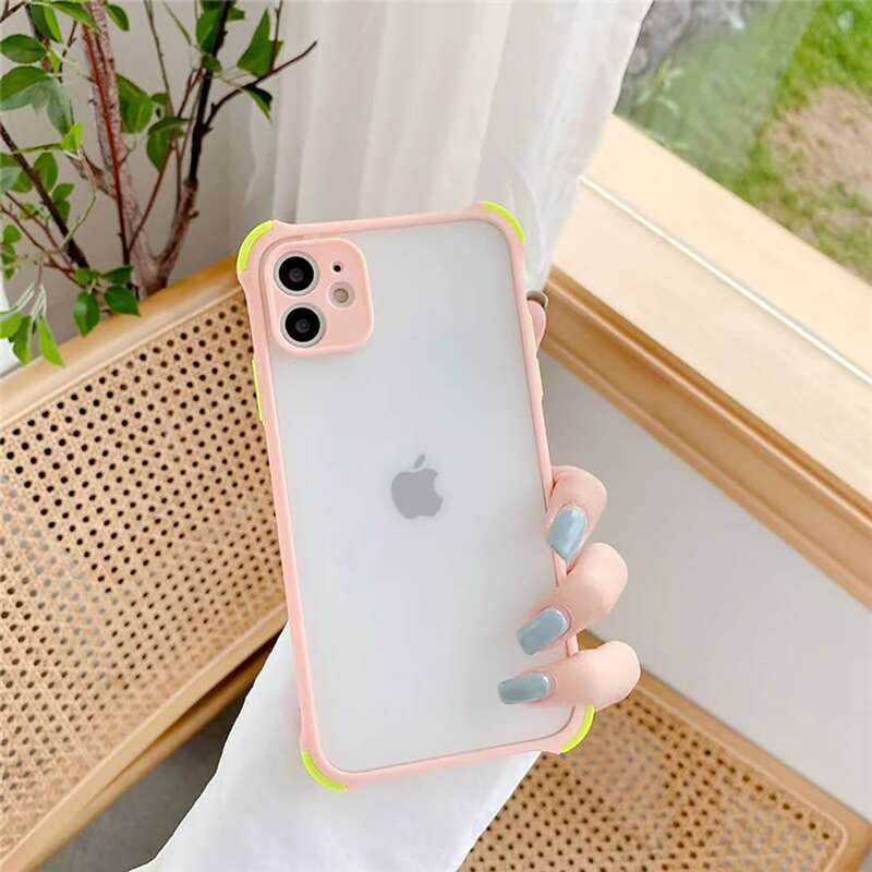 

Contrast Frame Clear iPhone Case, Pink