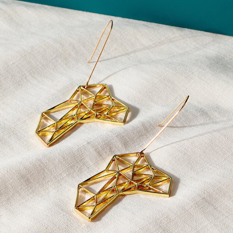 

Geo Drop Earrings, Gold