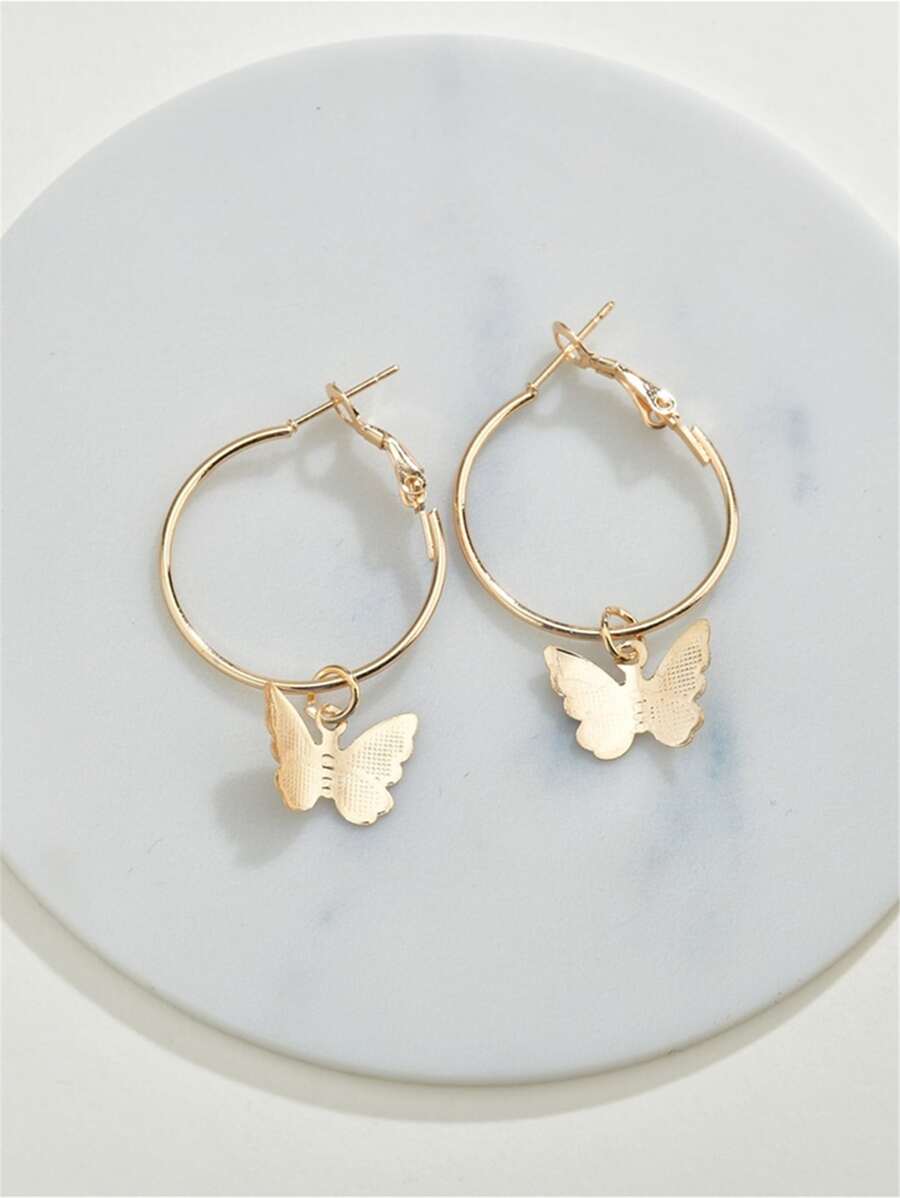 蝴蝶吊墜耳墜 - 查看 1