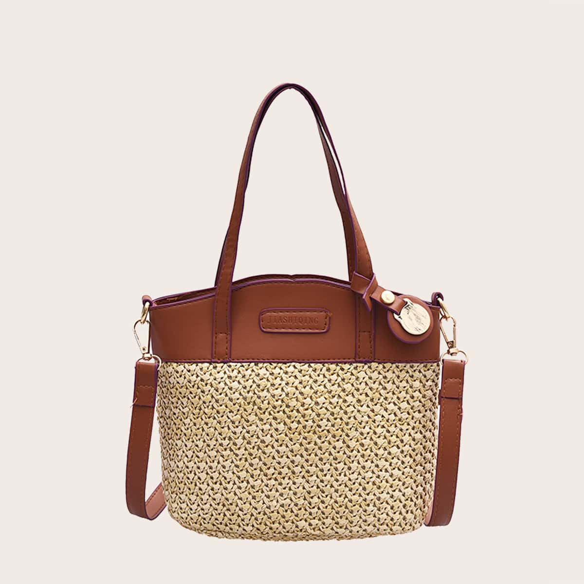 

Colorblock Straw Satchel Bag, Multicolor