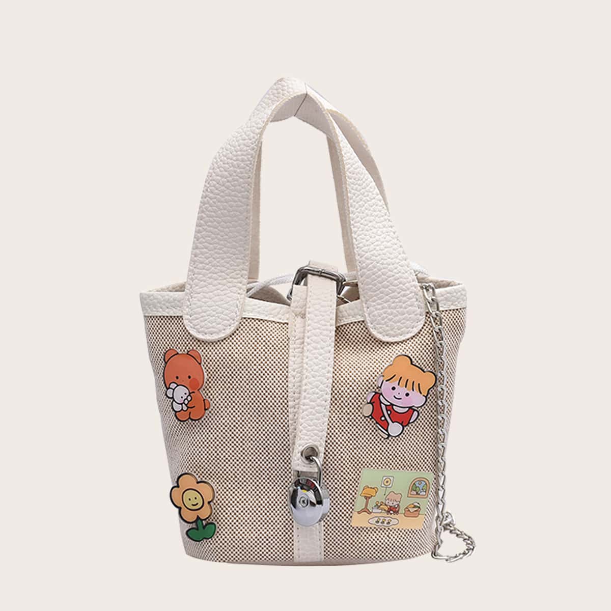 

Cartoon Chain Satchel Bag, Multicolor