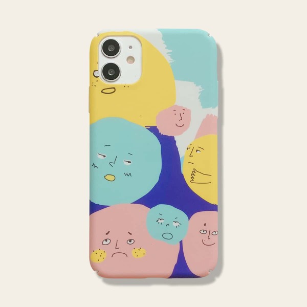 

1шт чехол для iPhone с мультипликационным принтом, Многоцветный