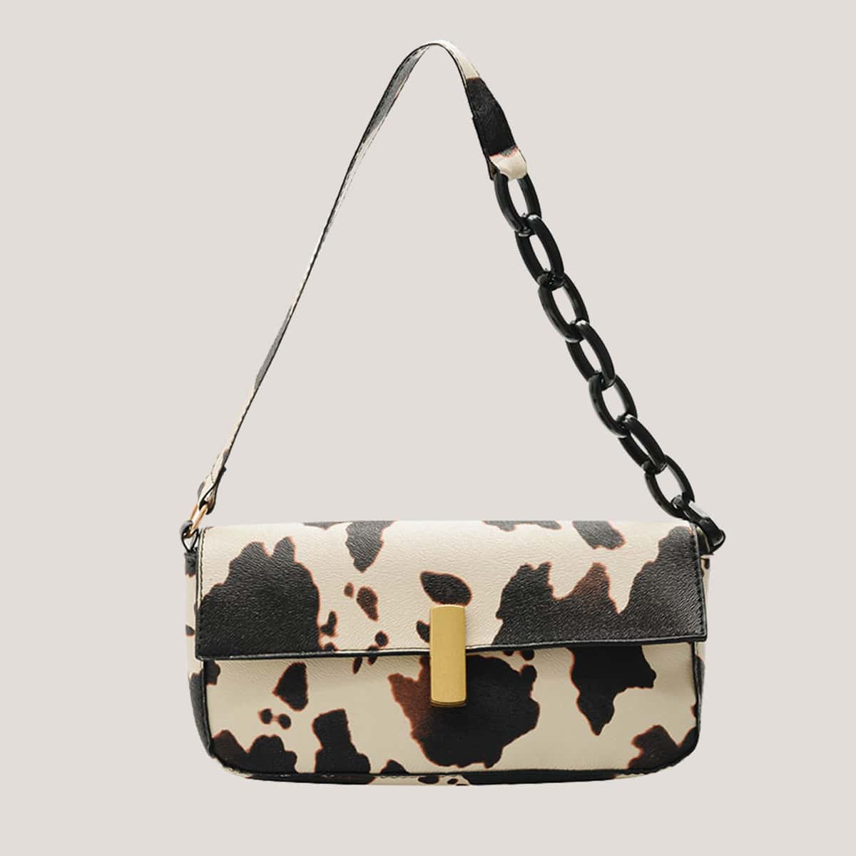 

Cow Print Baguette Bag, Multicolor