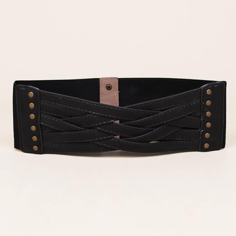 

Studded Decor Wide Belt, Black