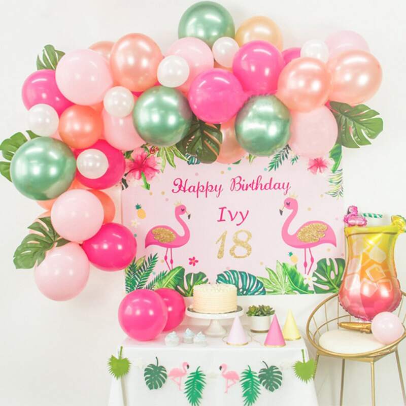 

45pcs Balloon & 5pcs Artificial Leaf Set, Multicolor